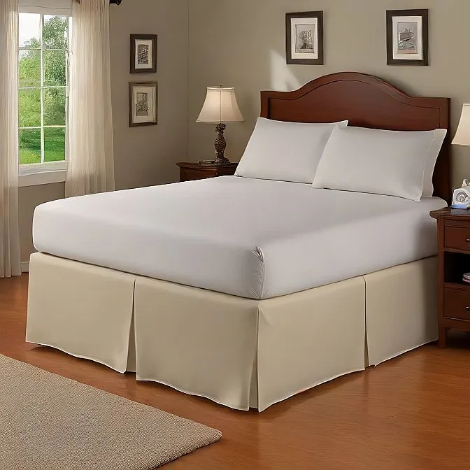 12 Inches Drop Bed Skirt Solid Ivory Egyptian Cotton 1000TC
