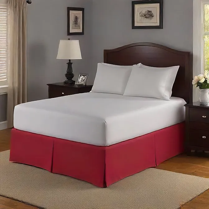 25" Inches Drop Bed Skirt Solid Red Egyptian Cotton - All Sizes