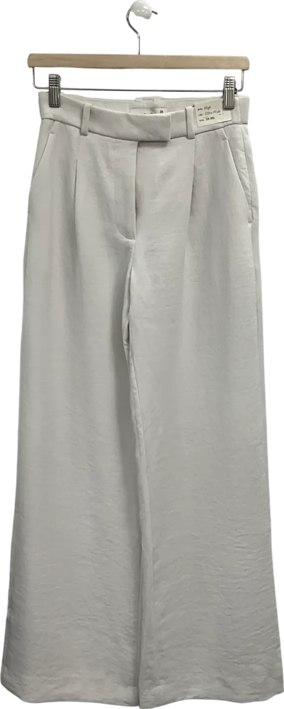 Abercrombie & Fitch Cream Sloane Ultra Wide High Rise Tailored Trousers W24