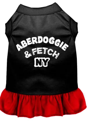 Aberdoggie Ny Screen Print Dog Dress Black With Red Lg