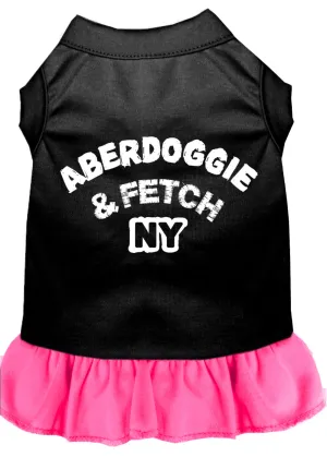Aberdoggie Ny Screen Print Dress Black With Bright Pink Med