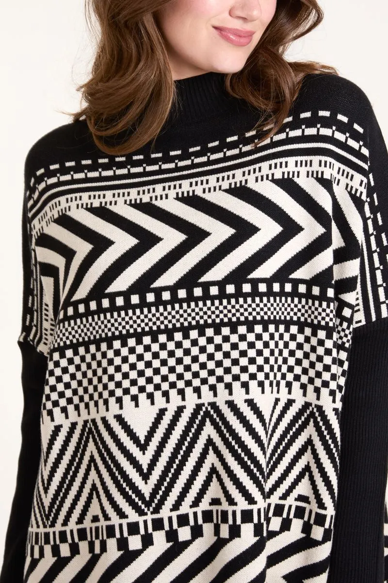 Abstract Print Round Neck Jumper