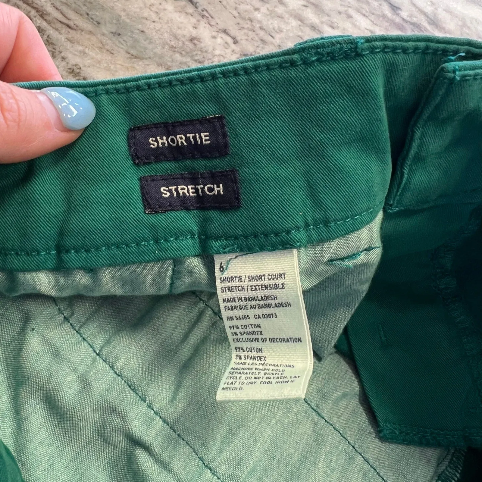 American Eagle Green Shortie Stretch Denim Shorts Size 6