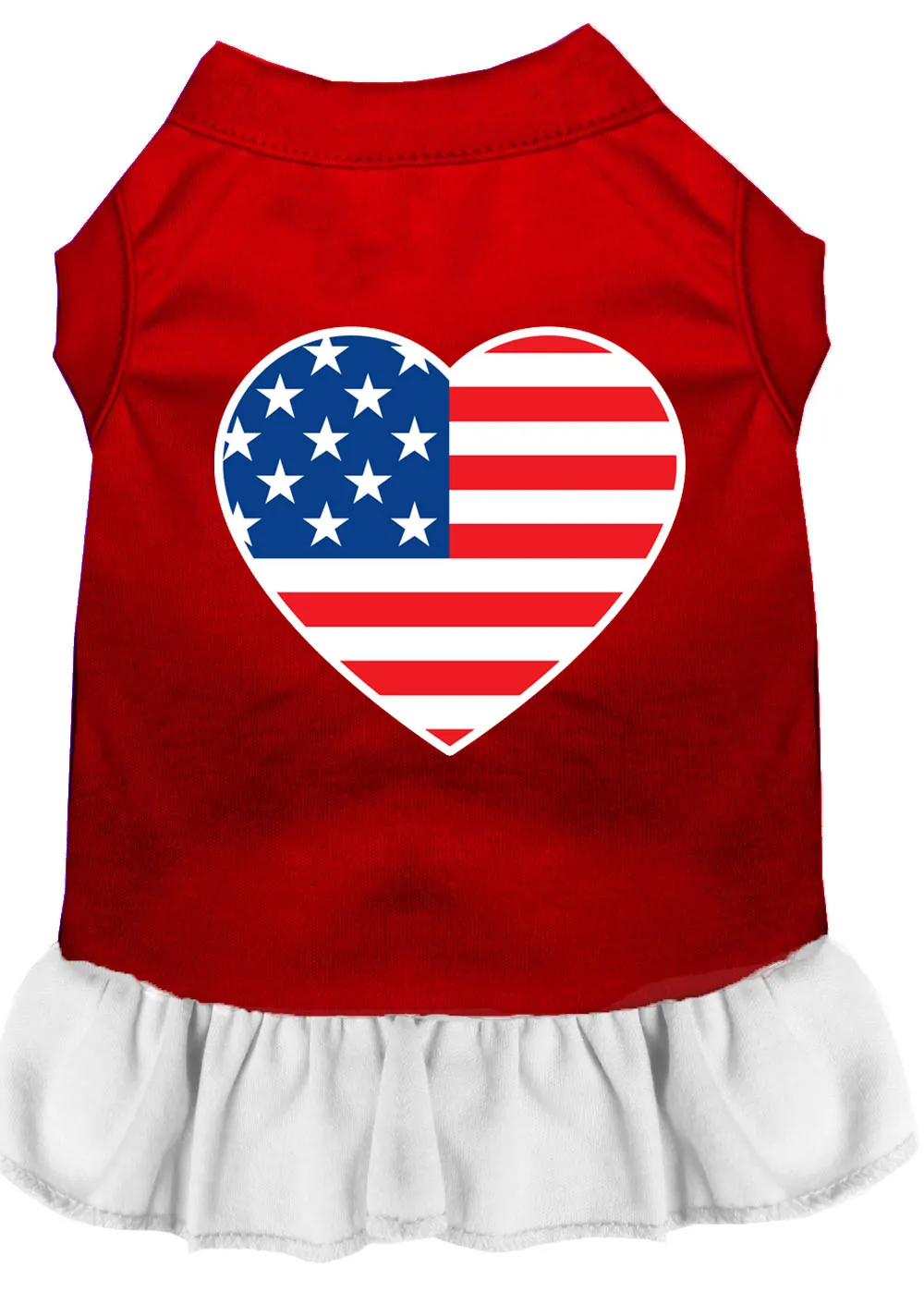 American Flag Heart Screen Print Dress Red With White Xxl