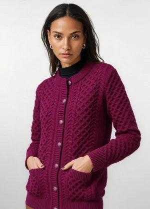 Aran Lumber Cardigan | Raspberry Marl
