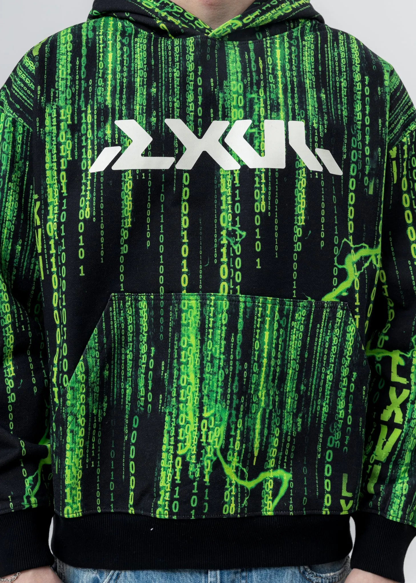 Black And Green Screen Print Hoodie
