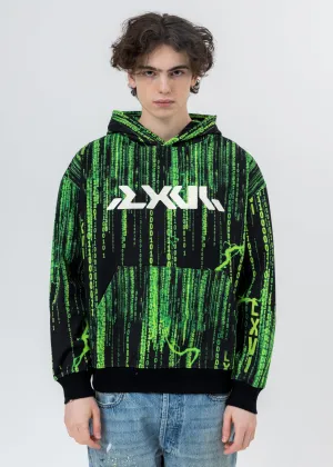 Black And Green Screen Print Hoodie