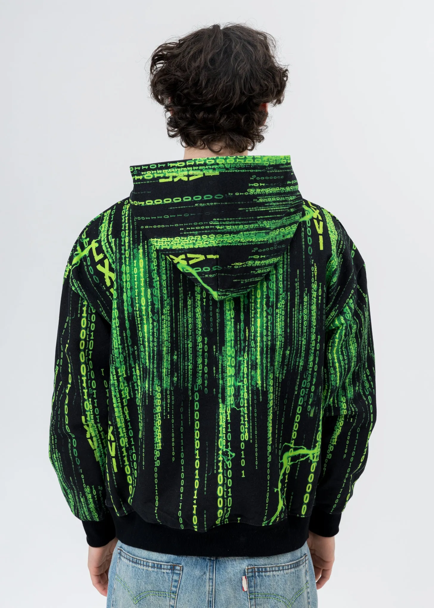 Black And Green Screen Print Hoodie