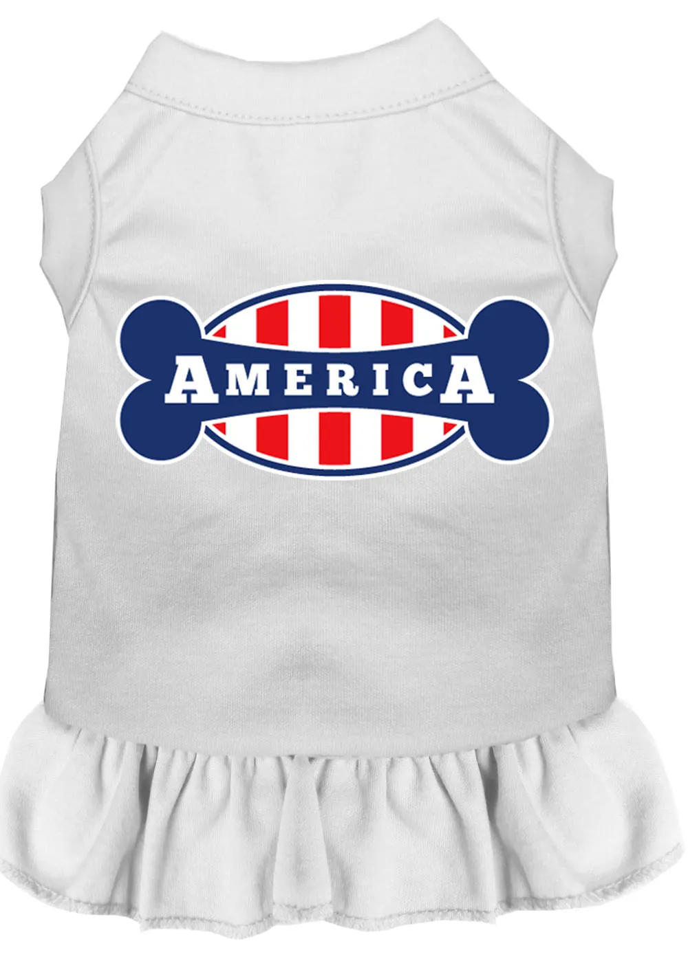 Bonely In America Screen Print Dress White Med