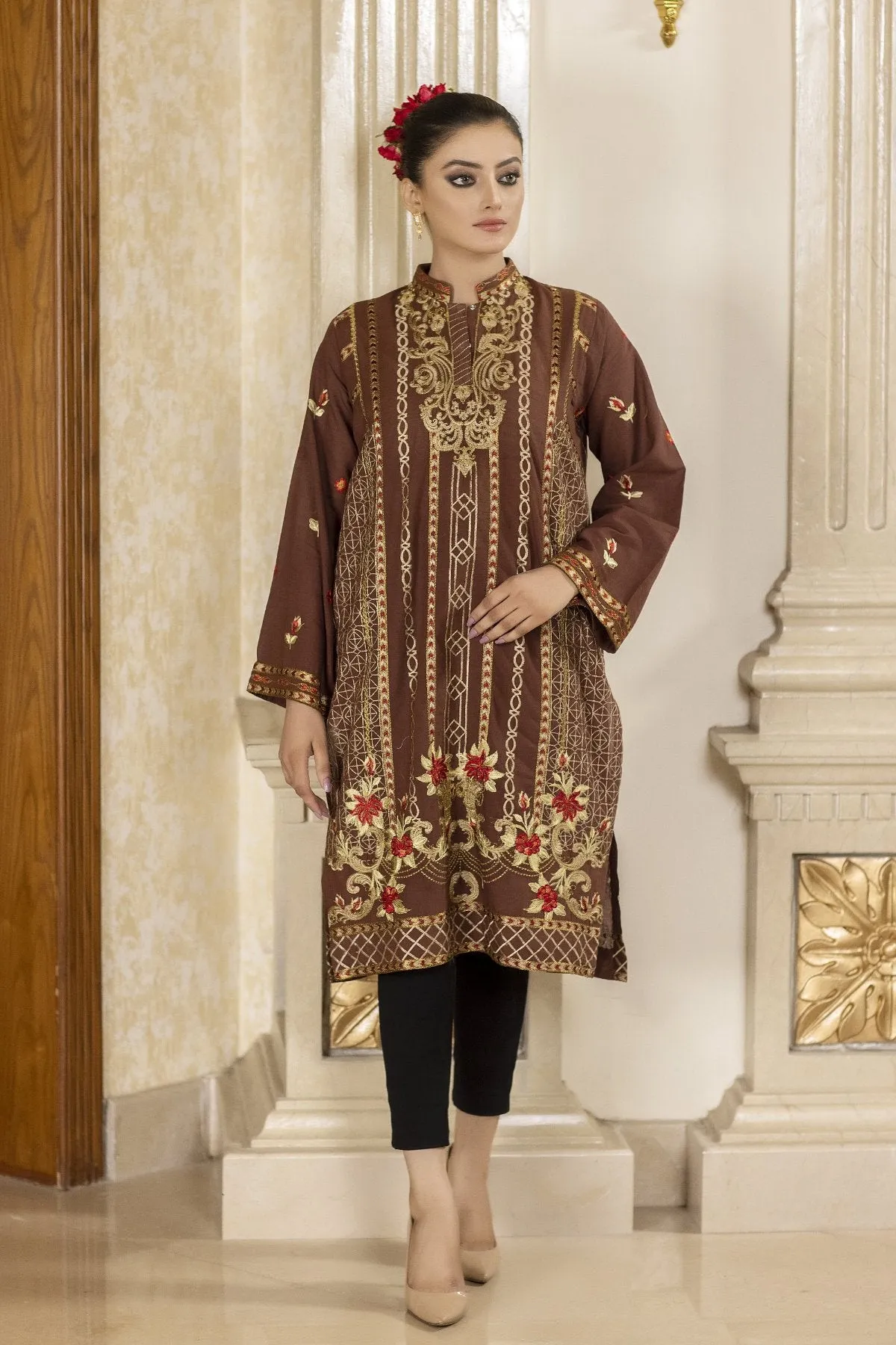 Brown Elegant Pret Shirt