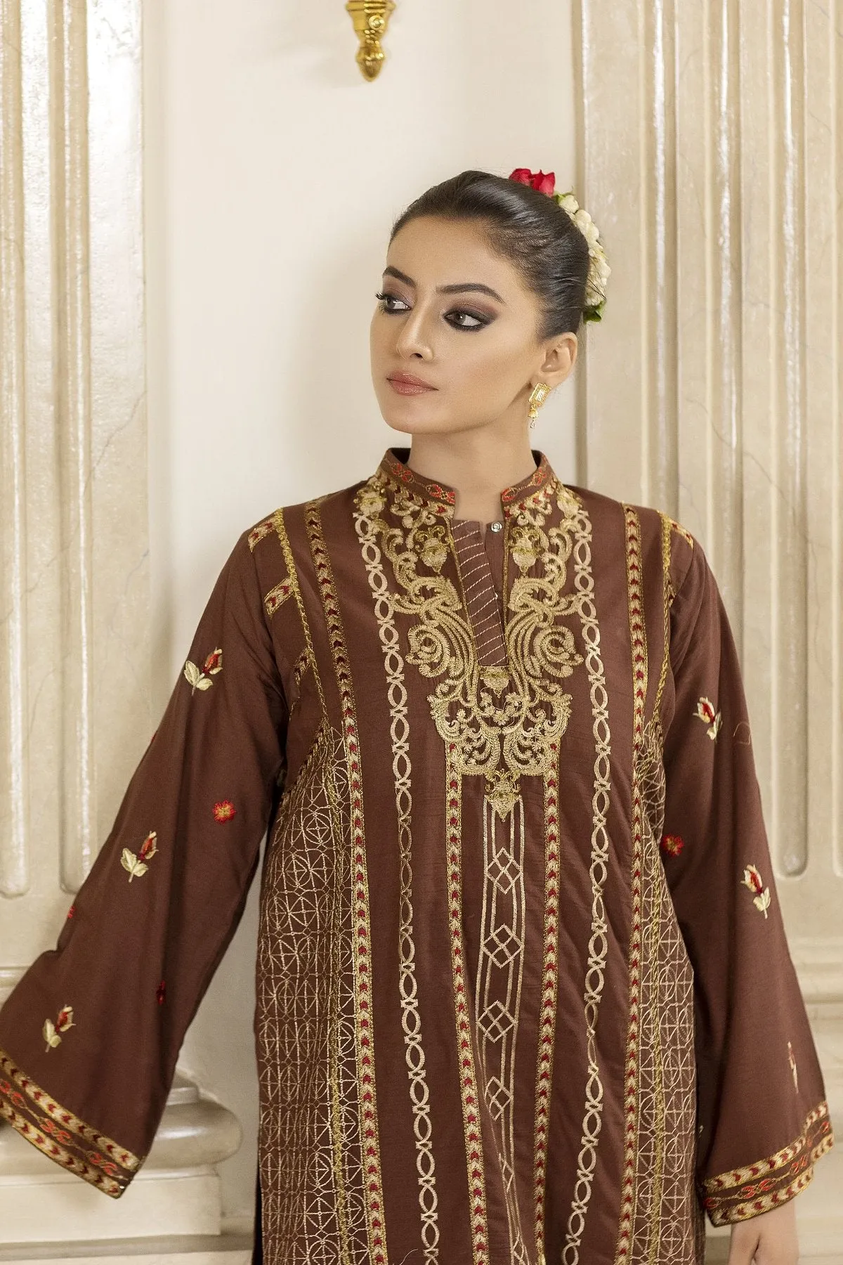Brown Elegant Pret Shirt