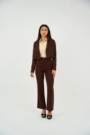 Brown Tailored Cropped Suit