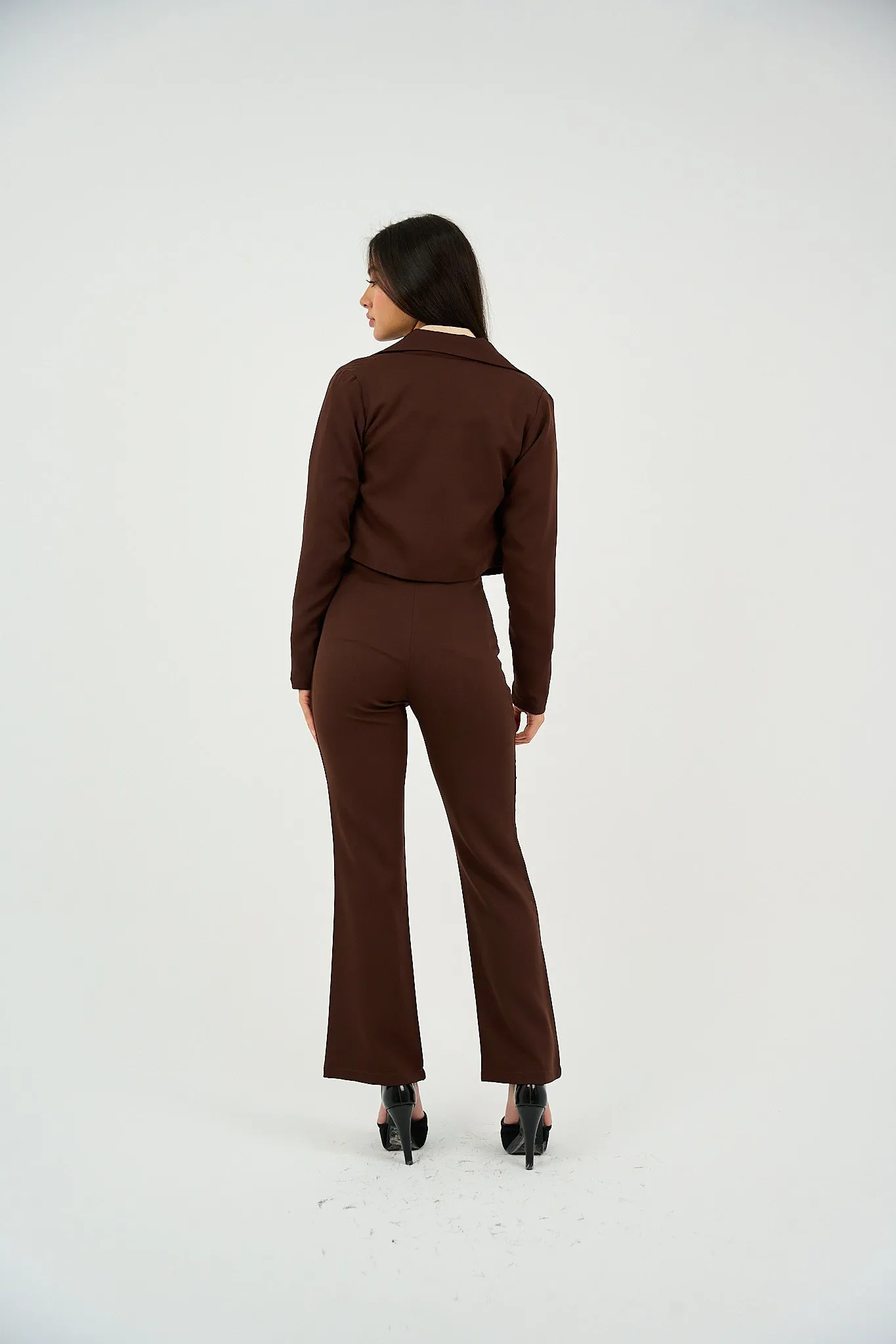 Brown Tailored Cropped Suit