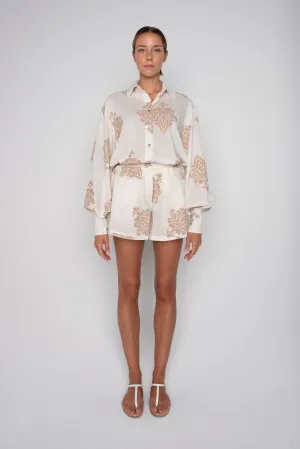 Bs5wd075 lori embroidered shorts - sand / off white