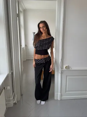 Calsia suit pants with polka dotted trim - Black