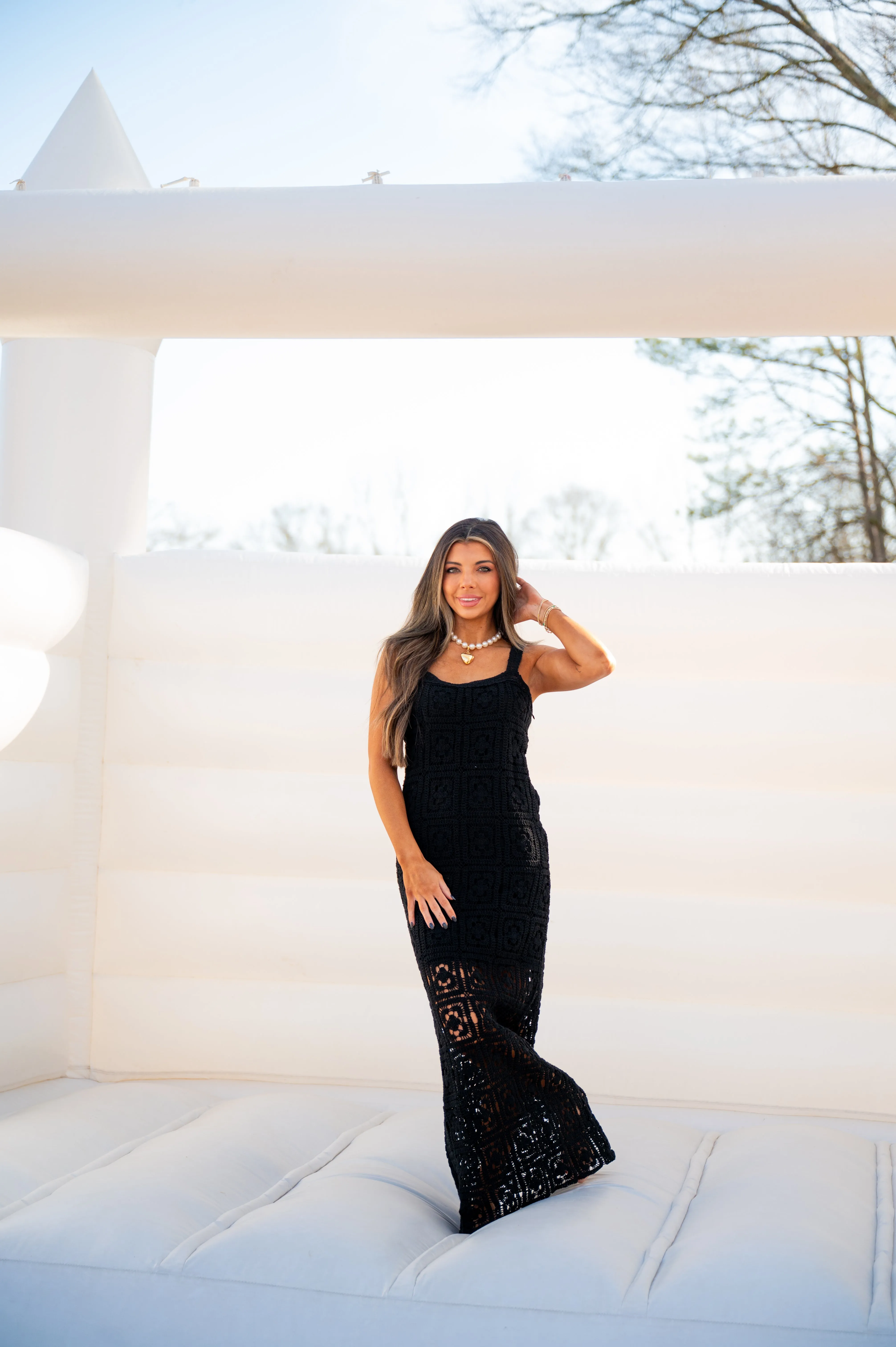 Campbell Crochet Maxi Dress-Black