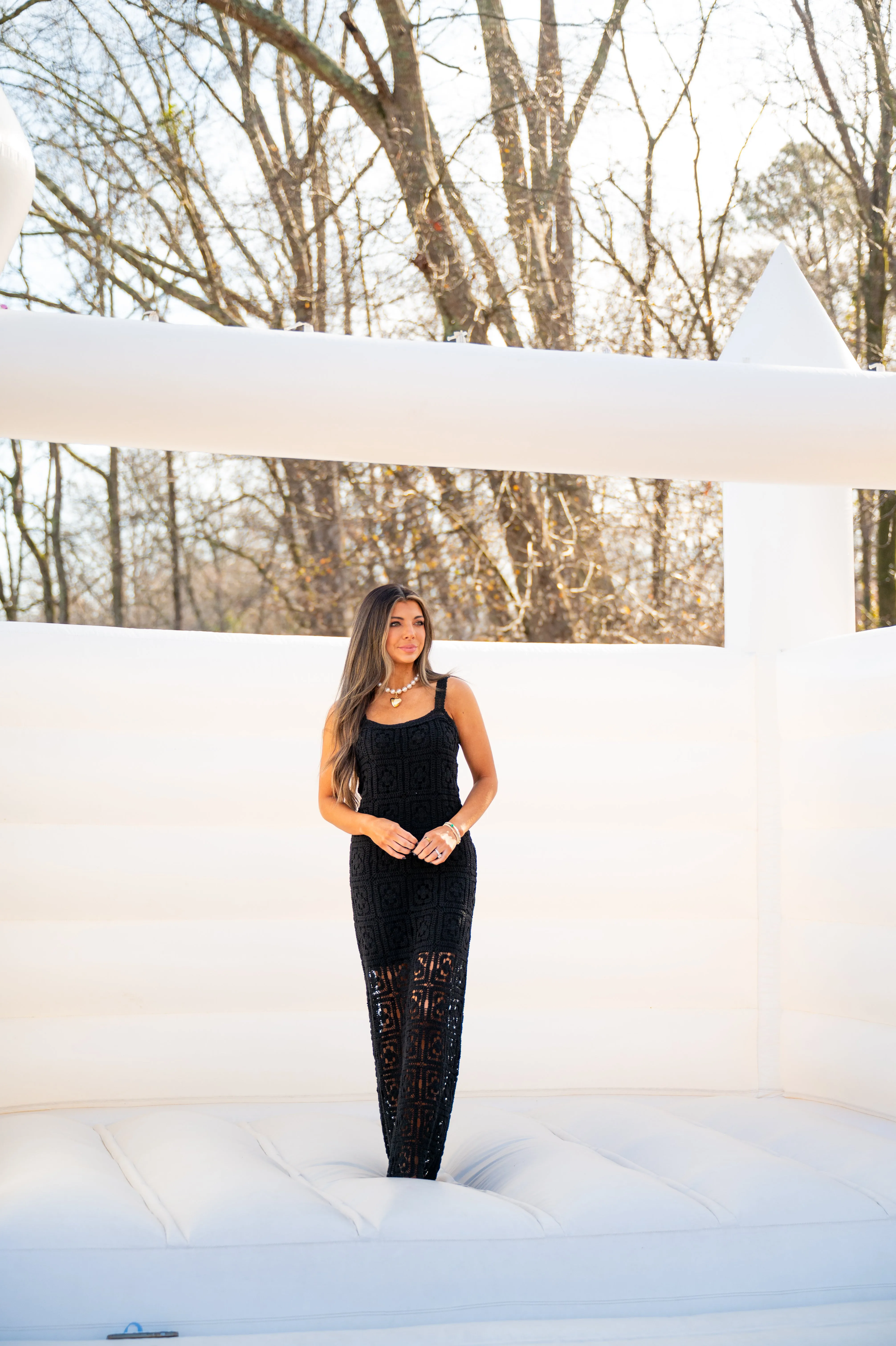 Campbell Crochet Maxi Dress-Black