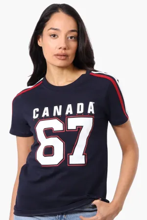 Canada Weather Gear 67 Print Stripe Detail Tee - Navy