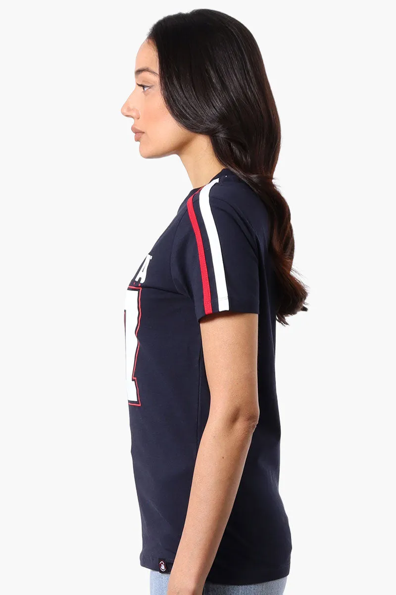 Canada Weather Gear 67 Print Stripe Detail Tee - Navy