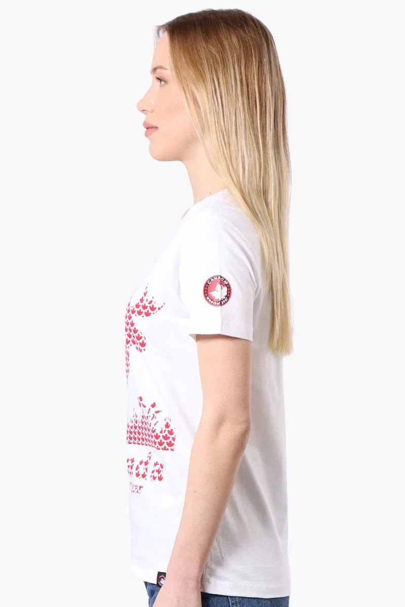 Canada Weather Gear Moose Print V-Neck Tee - White