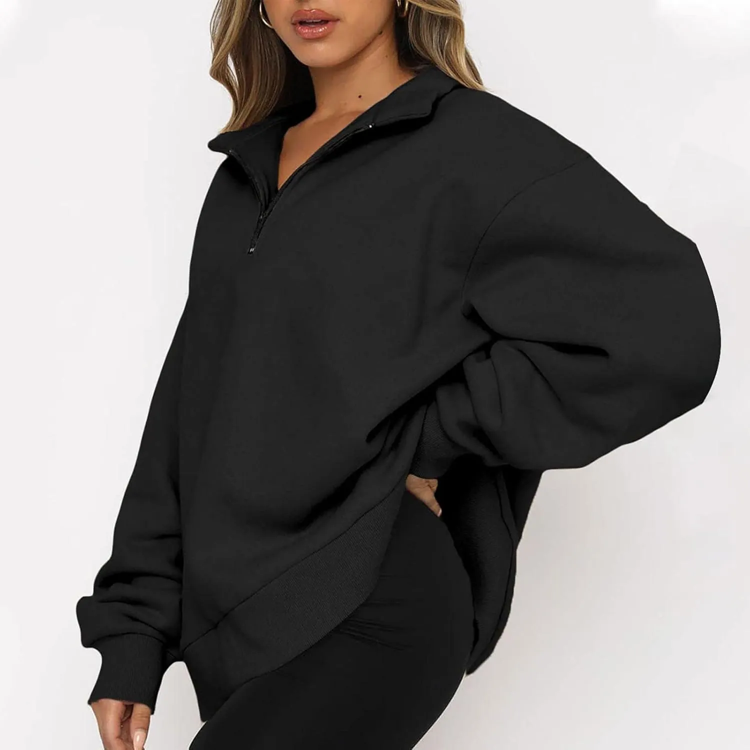 Ceboyel Women Half Zip Sweatshirt Oversized Long Sleeve Pullover Tops Trendy Hoodie Sweaters Teen Girls Fall Y2K Clothes 2023