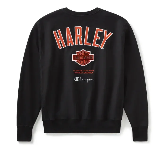 Champion x Harley-Davidson Fanatic Crew Neck Sweatshirt 96864-24VM - Black & Orange Champion