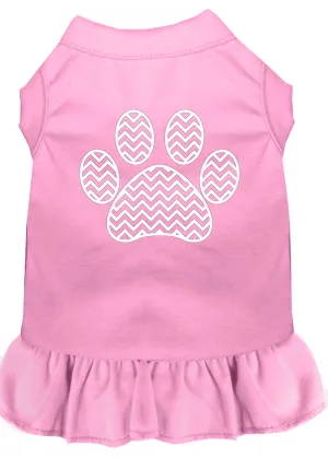 Chevron Paw Screen Print Dress Light Pink 4x (22)