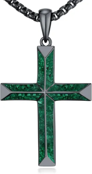 Cross Necklace for Men 925 Sterling Silver Cross Pendant Necklace Religious Protection Jewelry Birthday Gifts for Him Her