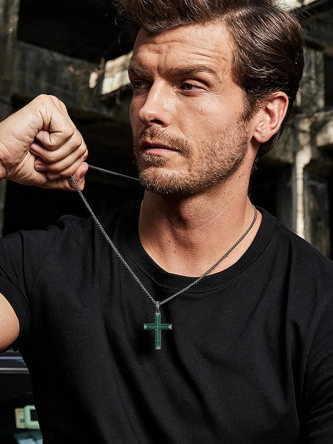 Cross Necklace for Men 925 Sterling Silver Cross Pendant Necklace Religious Protection Jewelry Birthday Gifts for Him Her