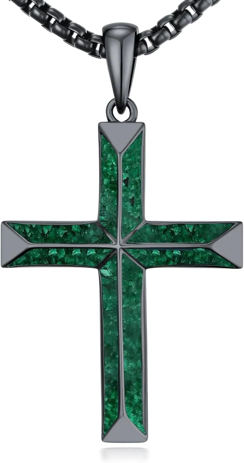 Cross Necklace for Men 925 Sterling Silver Cross Pendant Necklace Religious Protection Jewelry Birthday Gifts for Him Her