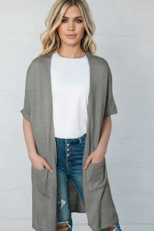 Dolman Sleeve Cardigan - Gray