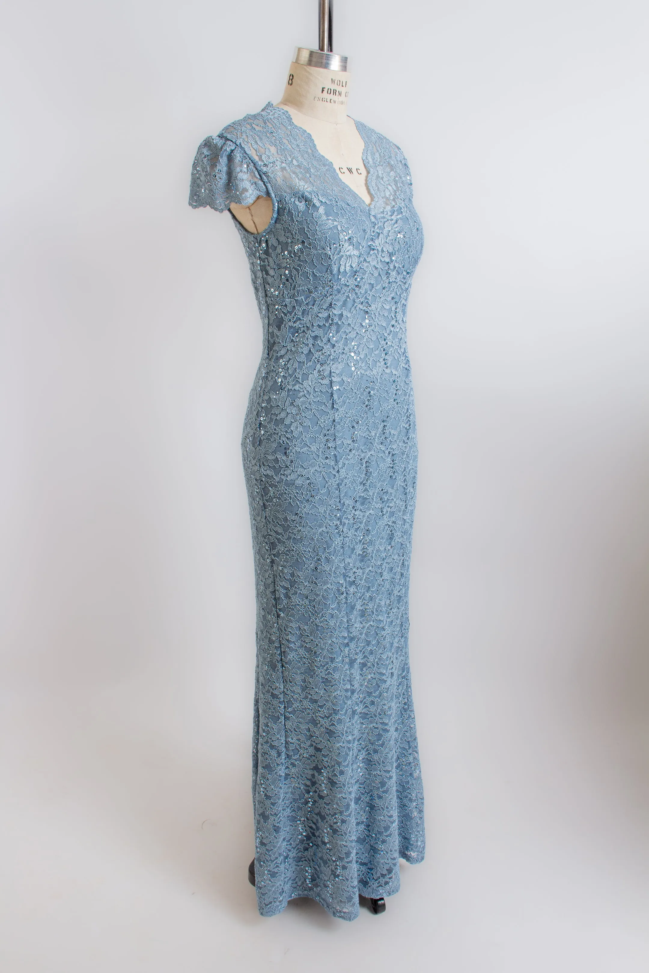 Dusty Blue Lace Maxi Dress