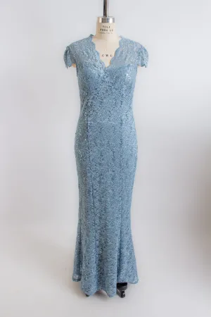 Dusty Blue Lace Maxi Dress
