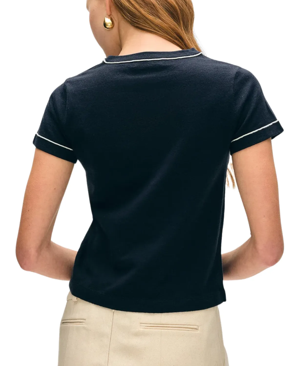 Fine Cotton Blend Baby Tee (Deep Wave/White)