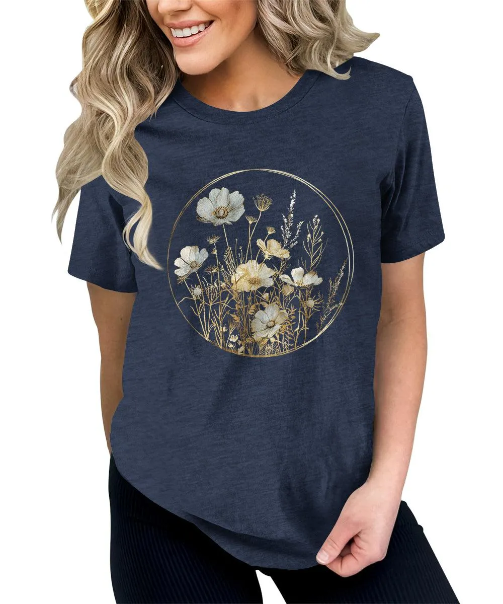 Flower Shirt Vintage Summer Casual Graphic Tees For Women