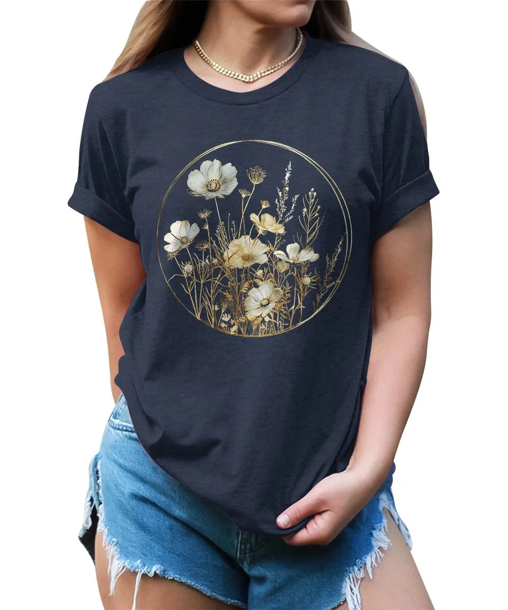 Flower Shirt Vintage Summer Casual Graphic Tees For Women