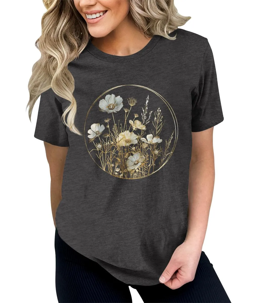 Flower Shirt Vintage Summer Casual Graphic Tees For Women