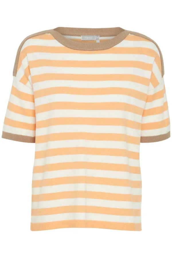 Fransa Stripe Light Jumper Apricot Ivory Tan