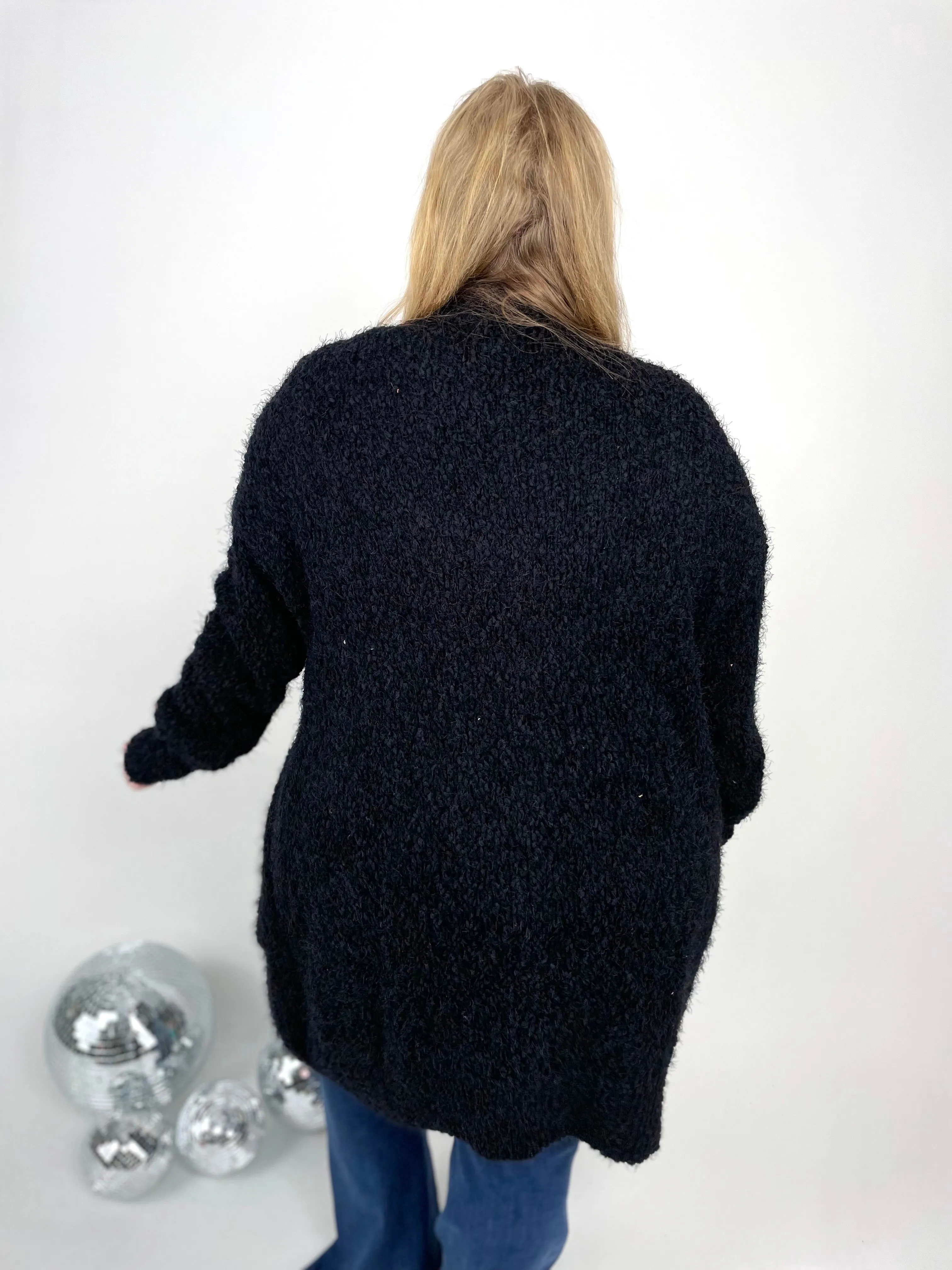 Fuzzy Cardigan - Black