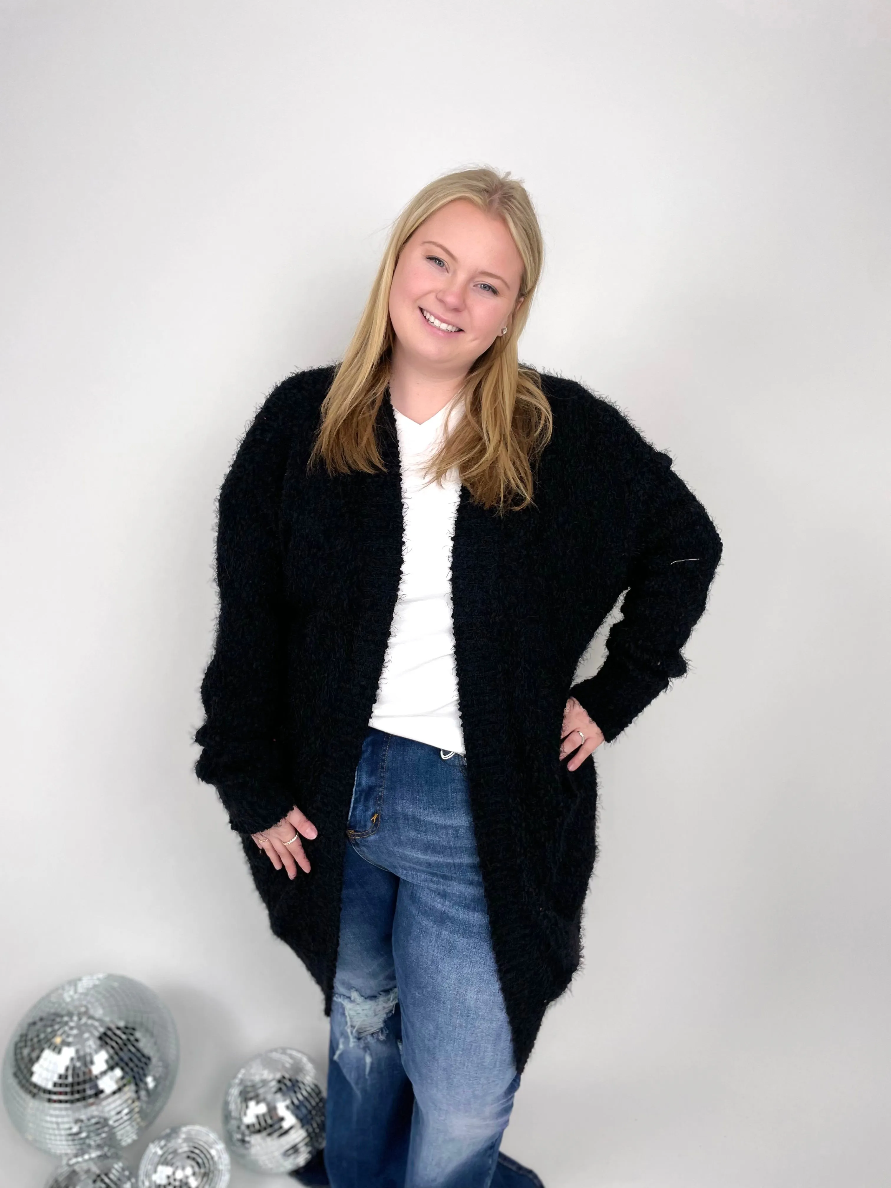 Fuzzy Cardigan - Black