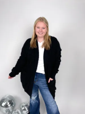 Fuzzy Cardigan - Black