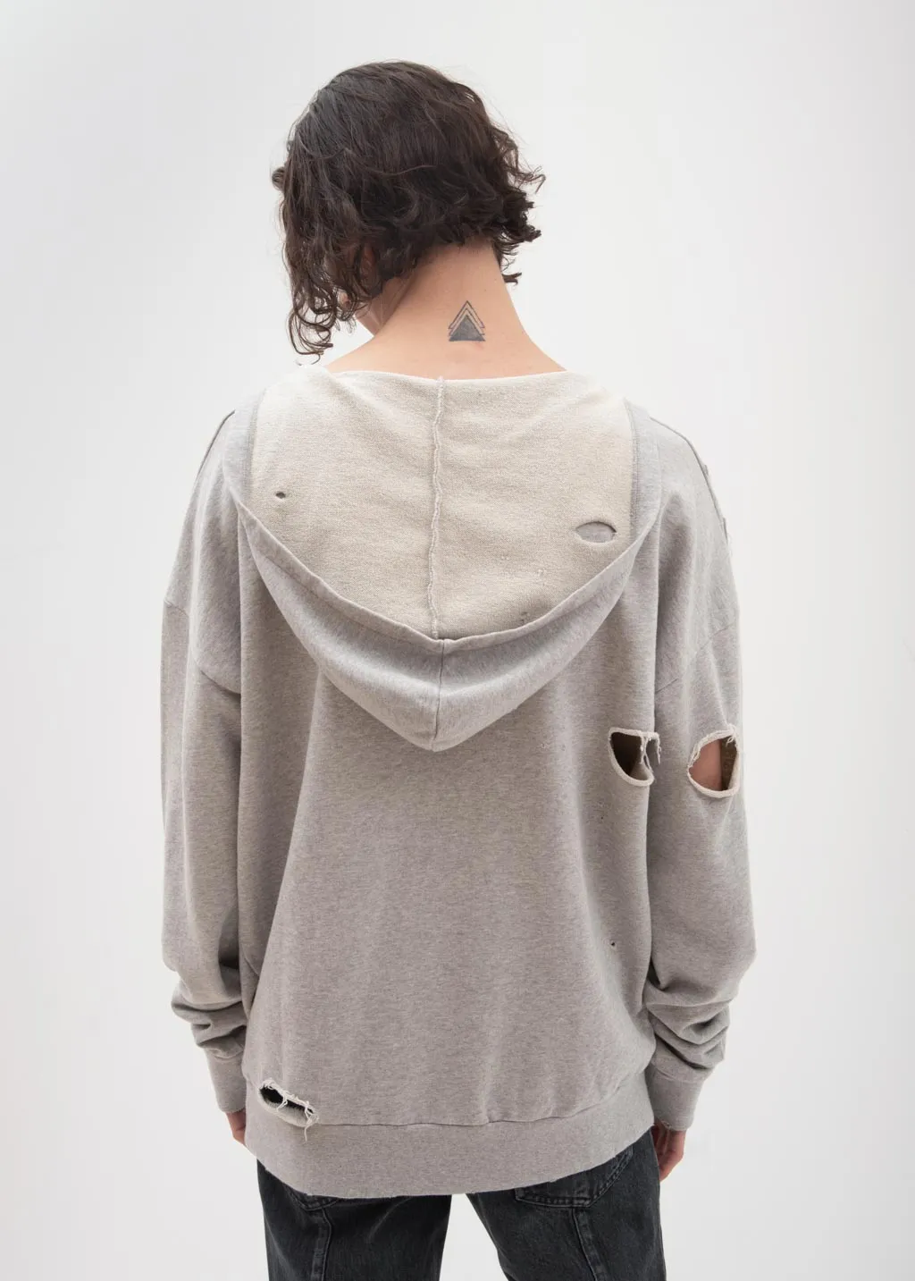 Grey Bauhaus Distressed Hoodie