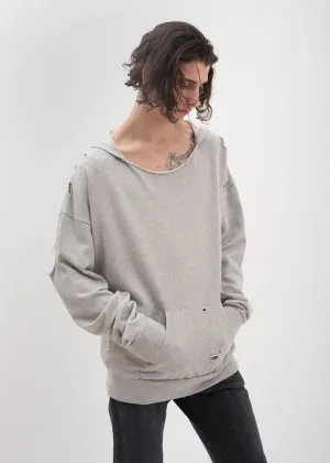 Grey Bauhaus Distressed Hoodie
