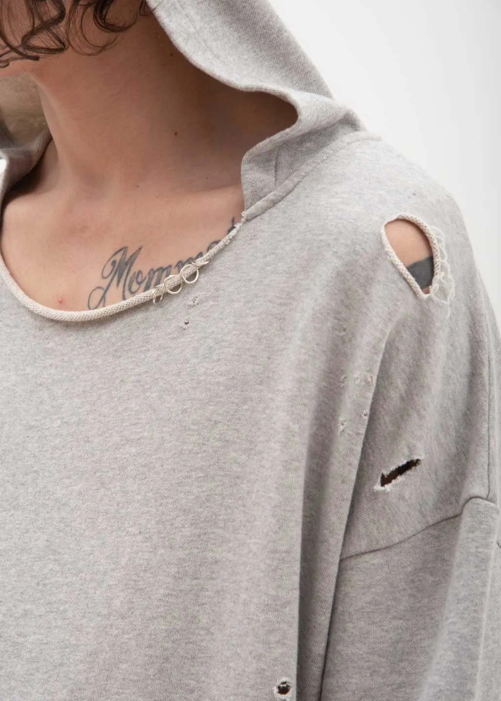 Grey Bauhaus Distressed Hoodie