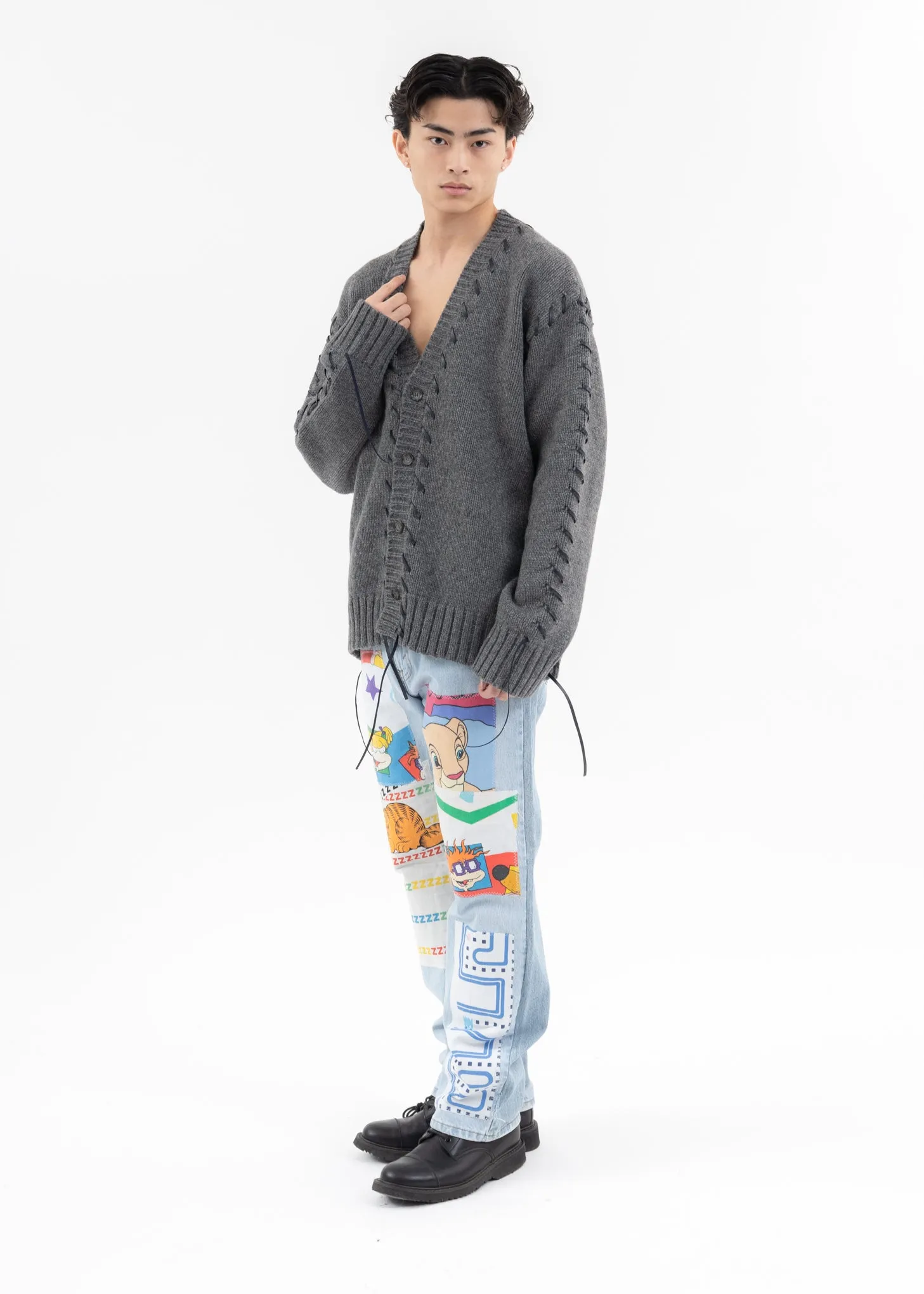 Grey LOOPING KNIT CARDIGAN