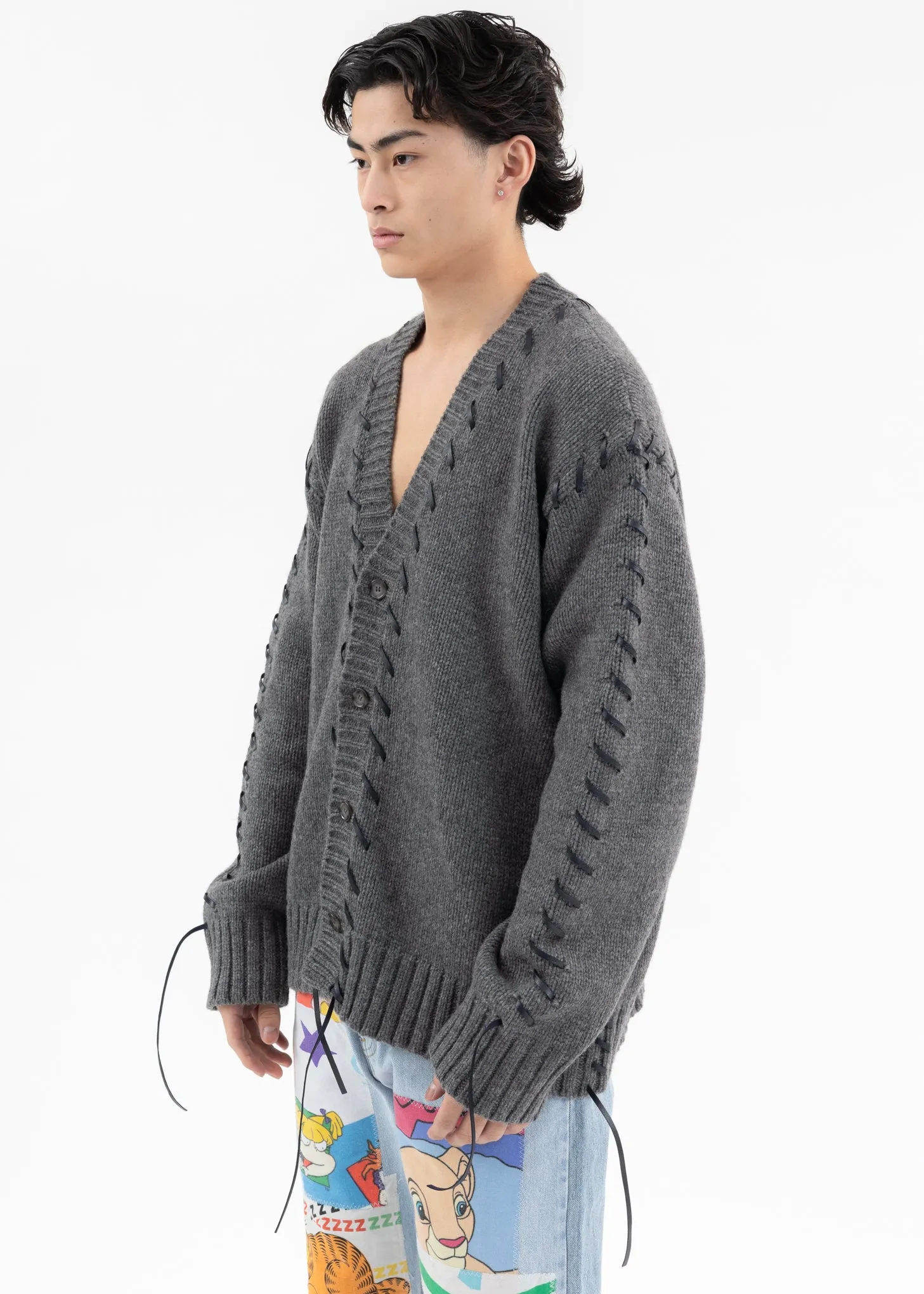 Grey LOOPING KNIT CARDIGAN