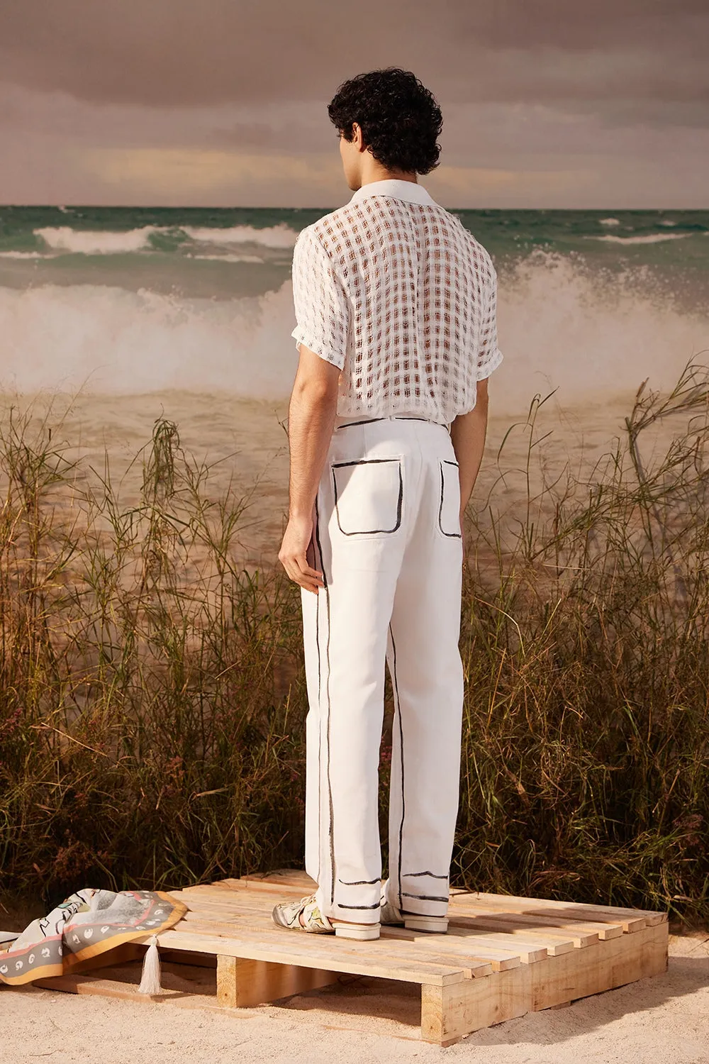 Ivory Handpainted Denim Pants