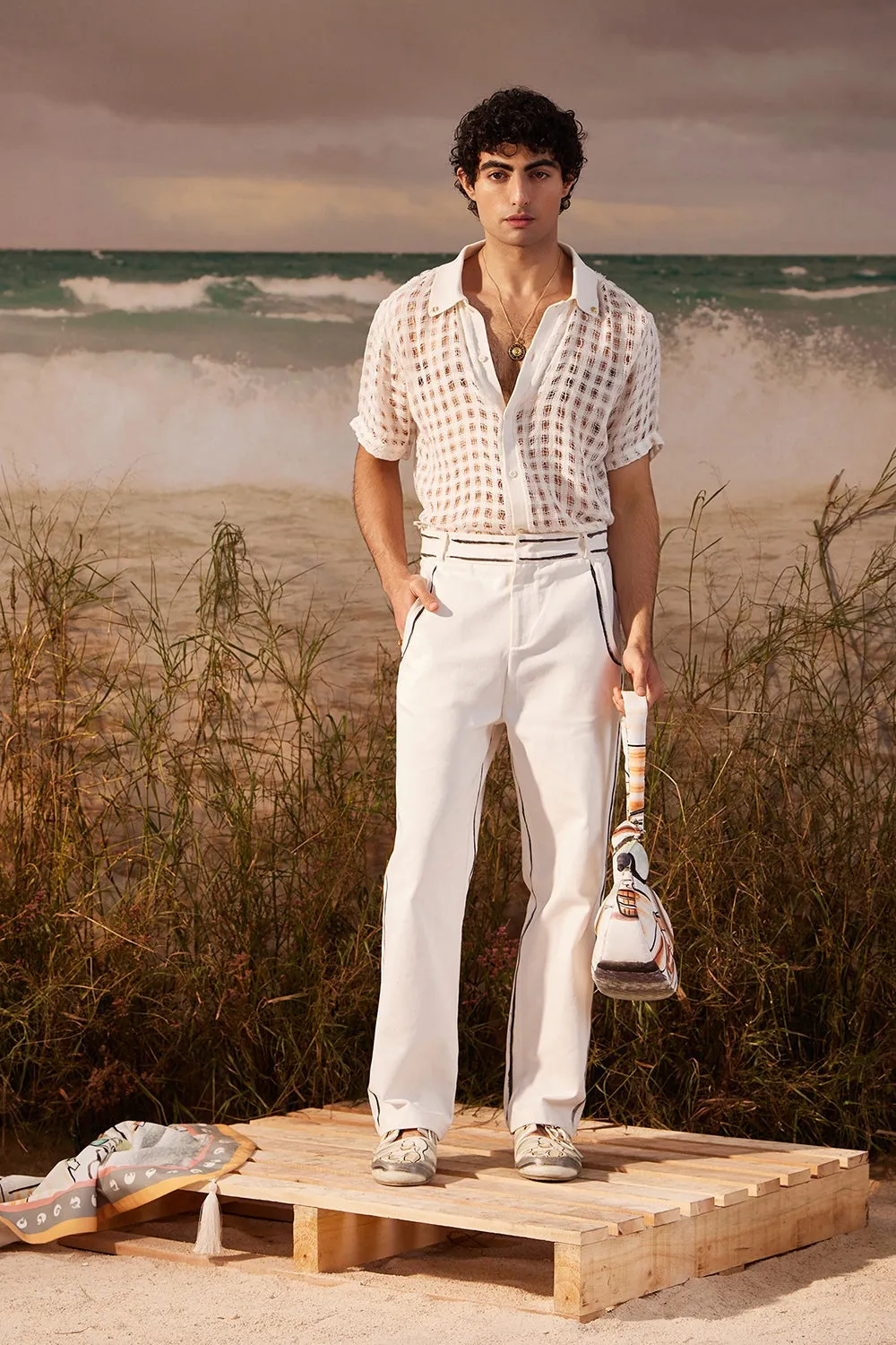Ivory Handpainted Denim Pants
