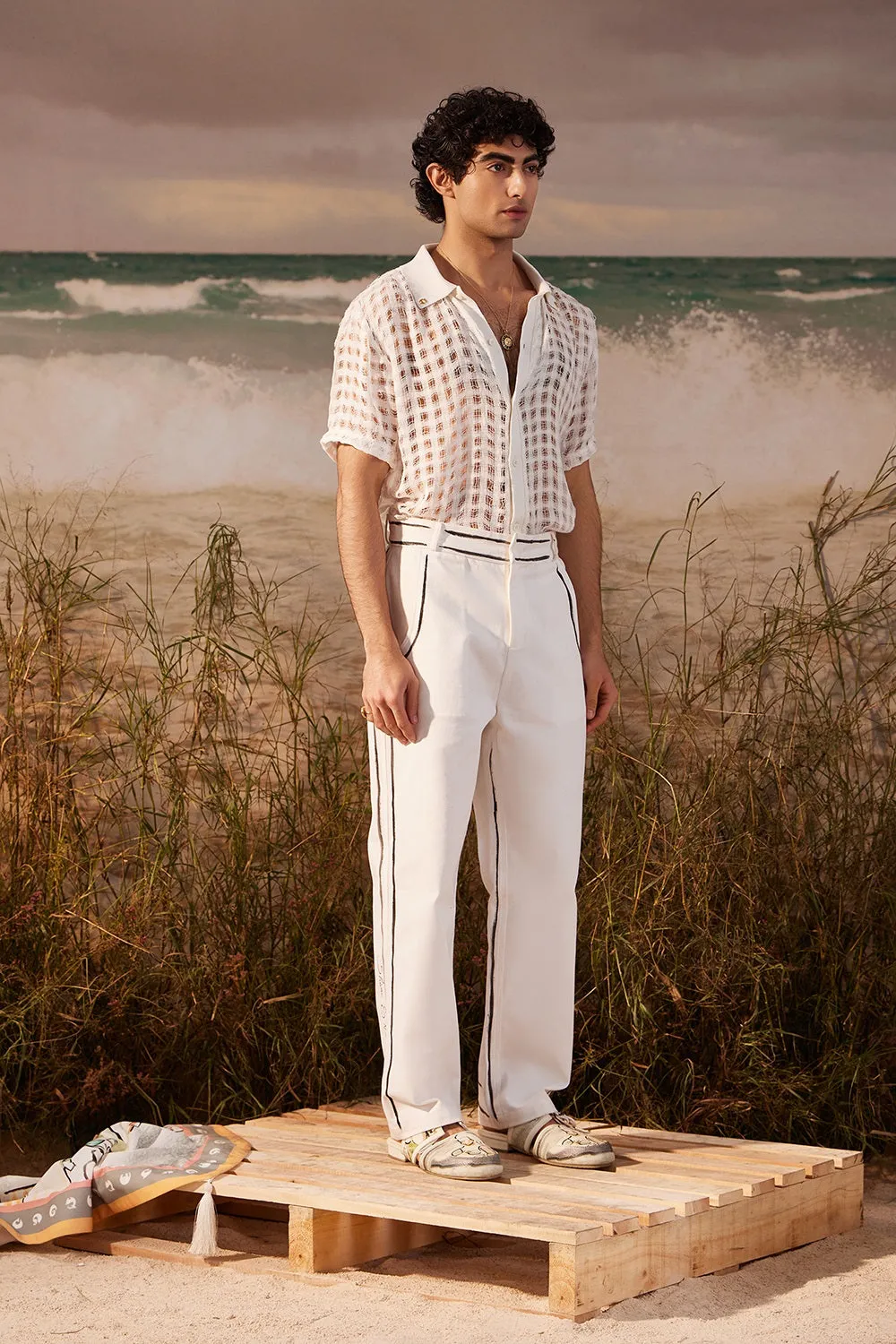 Ivory Handpainted Denim Pants