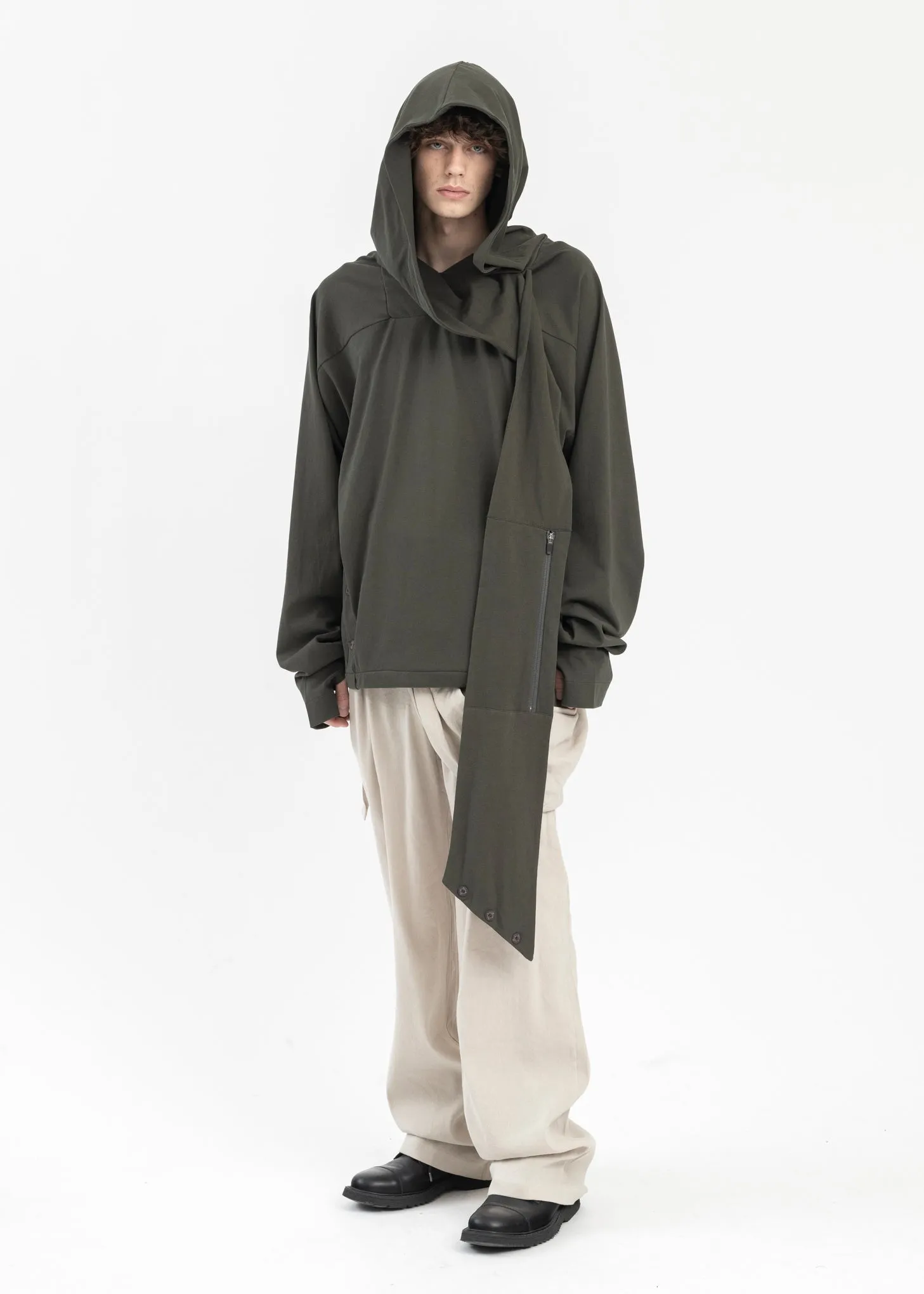 KHAKI SCARF HOODIE